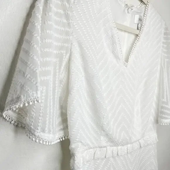 Shilla Chevron Swiss Clip Dot Short Sleeve Classy Fit and Flare Mini Dress Small - Picture 5 of 14